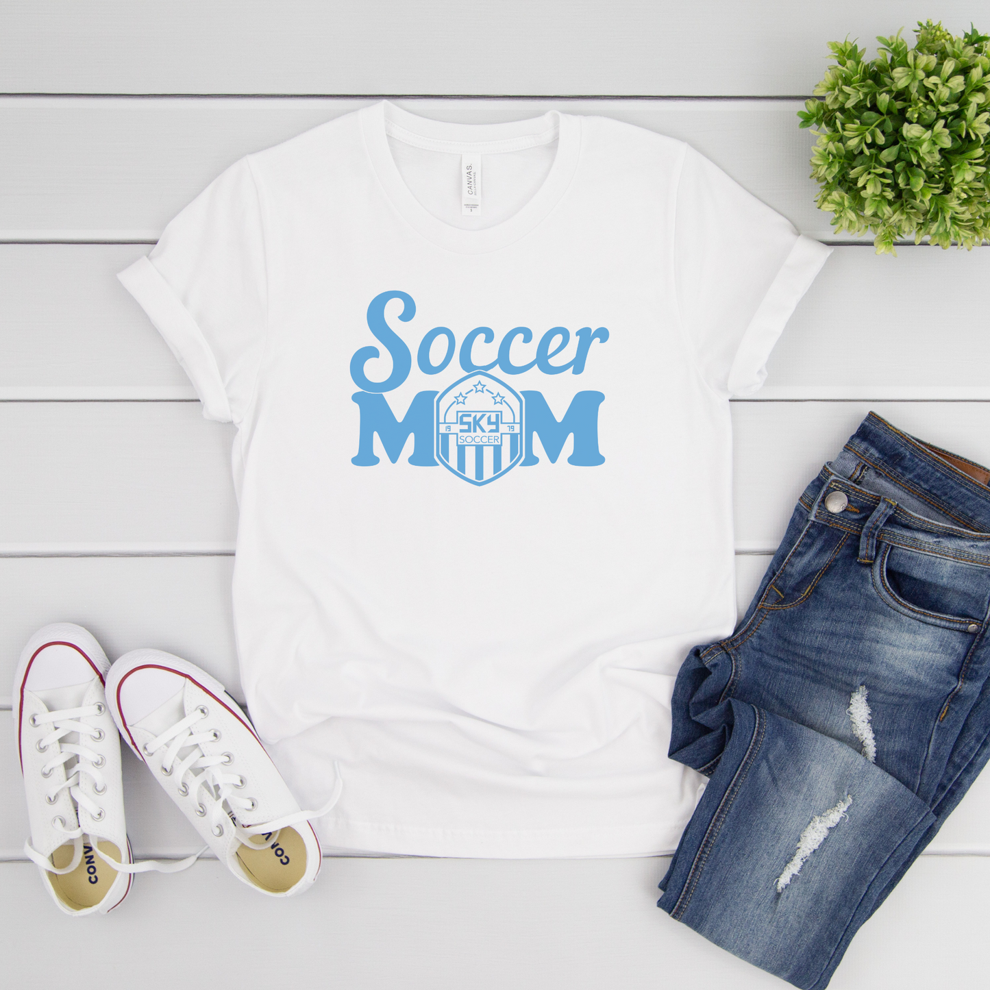 Sky Soccer Mom T- Blue Logo